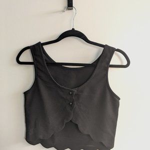 Forever 21 Black Scalloped Crop Top